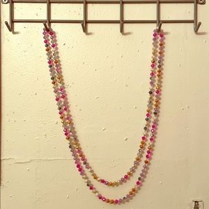 Multi colored pink bead necklace